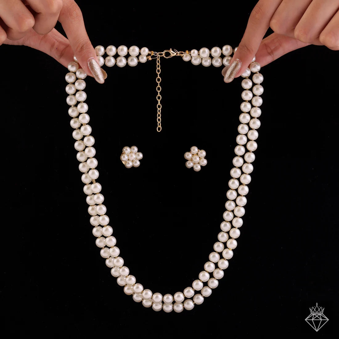 Multilayer Pearl Necklace Set With Earrings