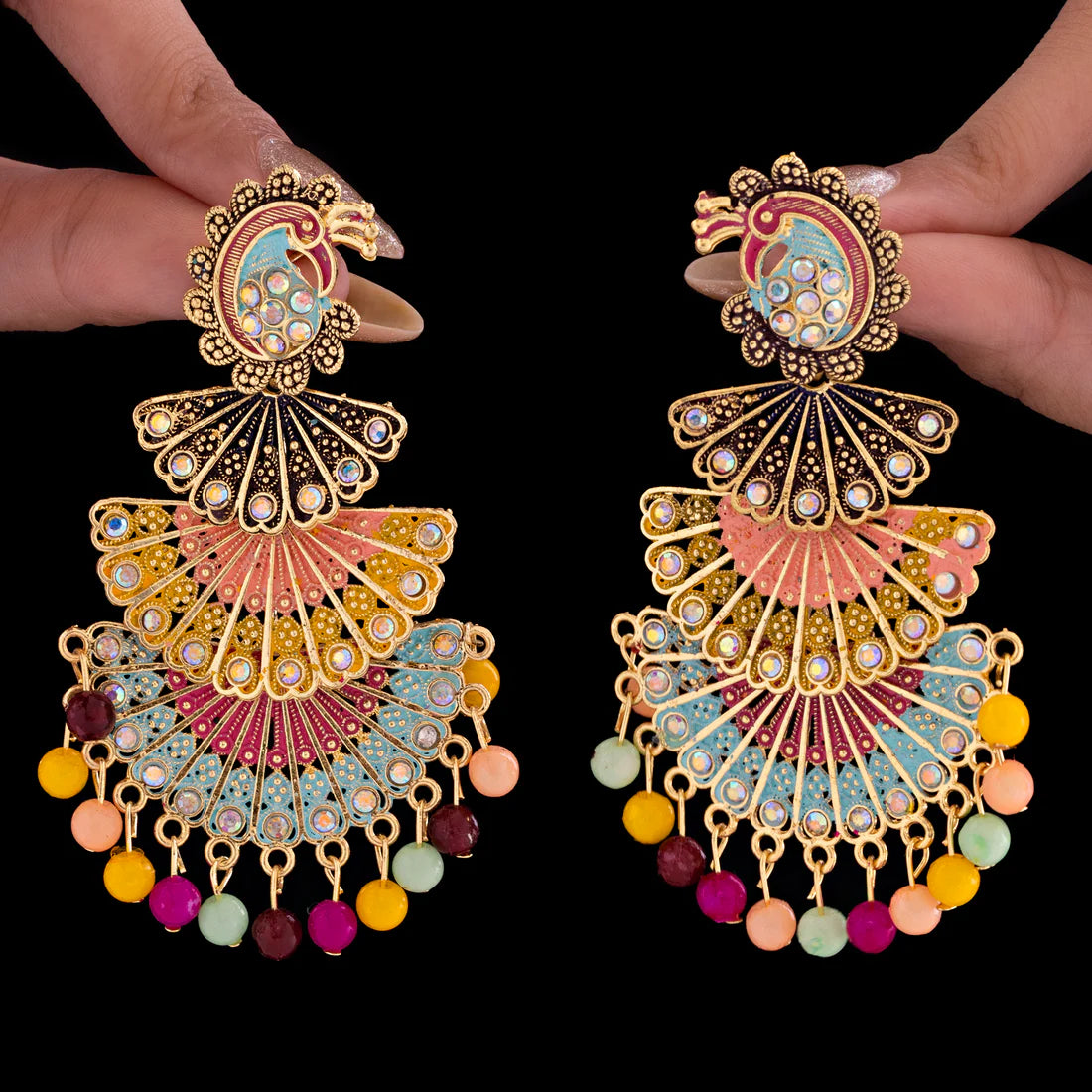 Anti-Tarnish Layered Ethnic Danglers