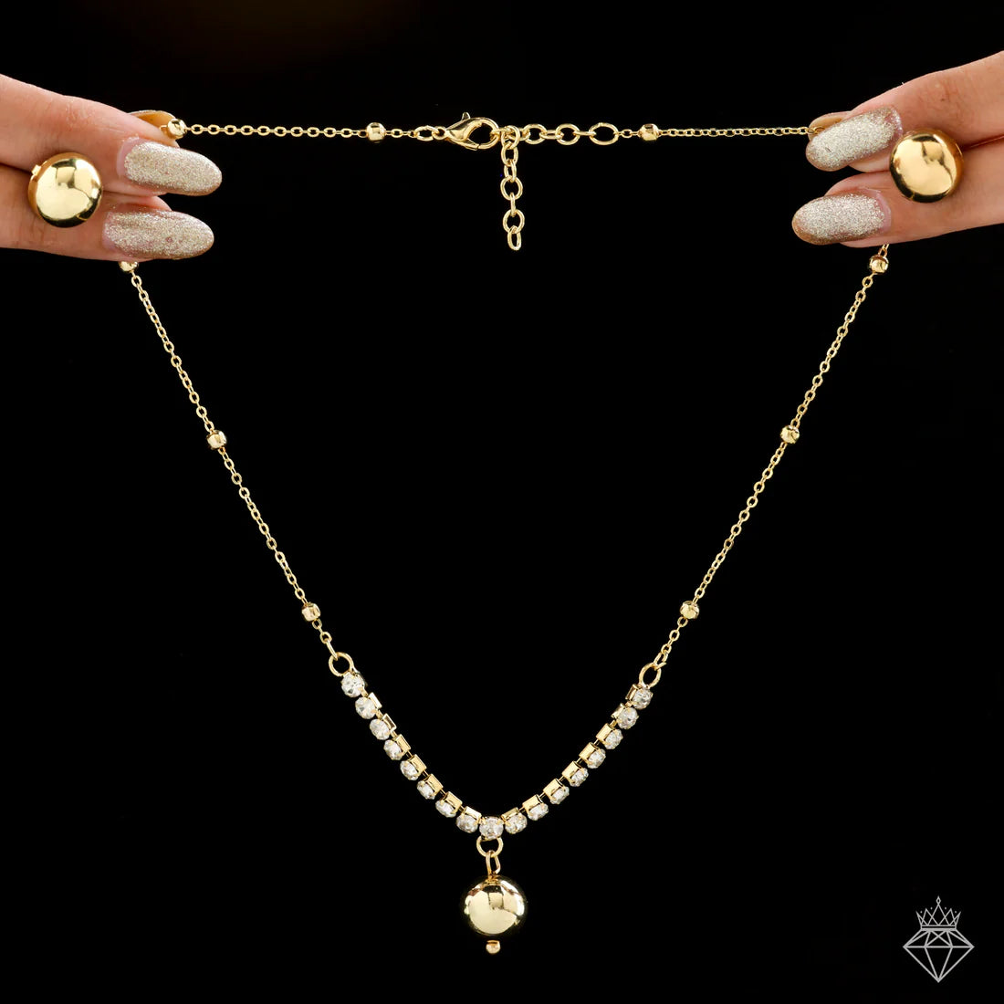 Anti-Tarnish American Diamond Necklace Set With Earrings