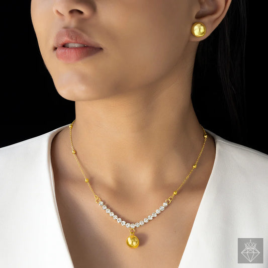Anti-Tarnish American Diamond Necklace Set With Earrings